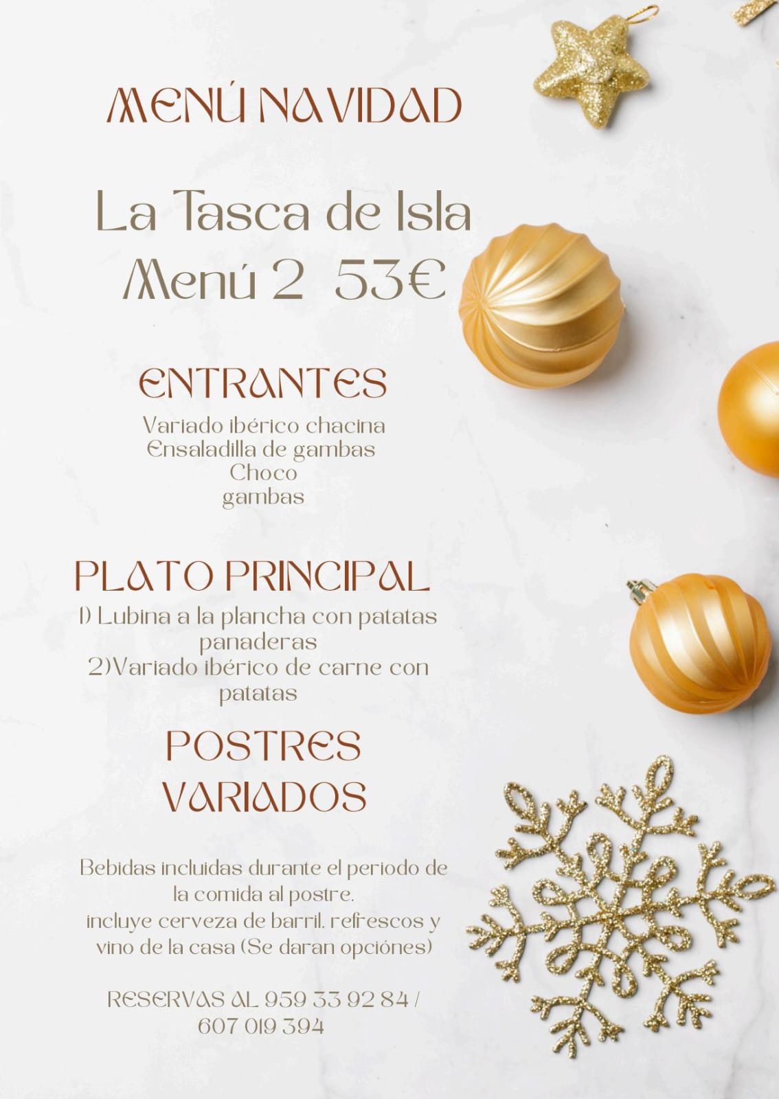 Menú de Navidad 2025 en Huelva